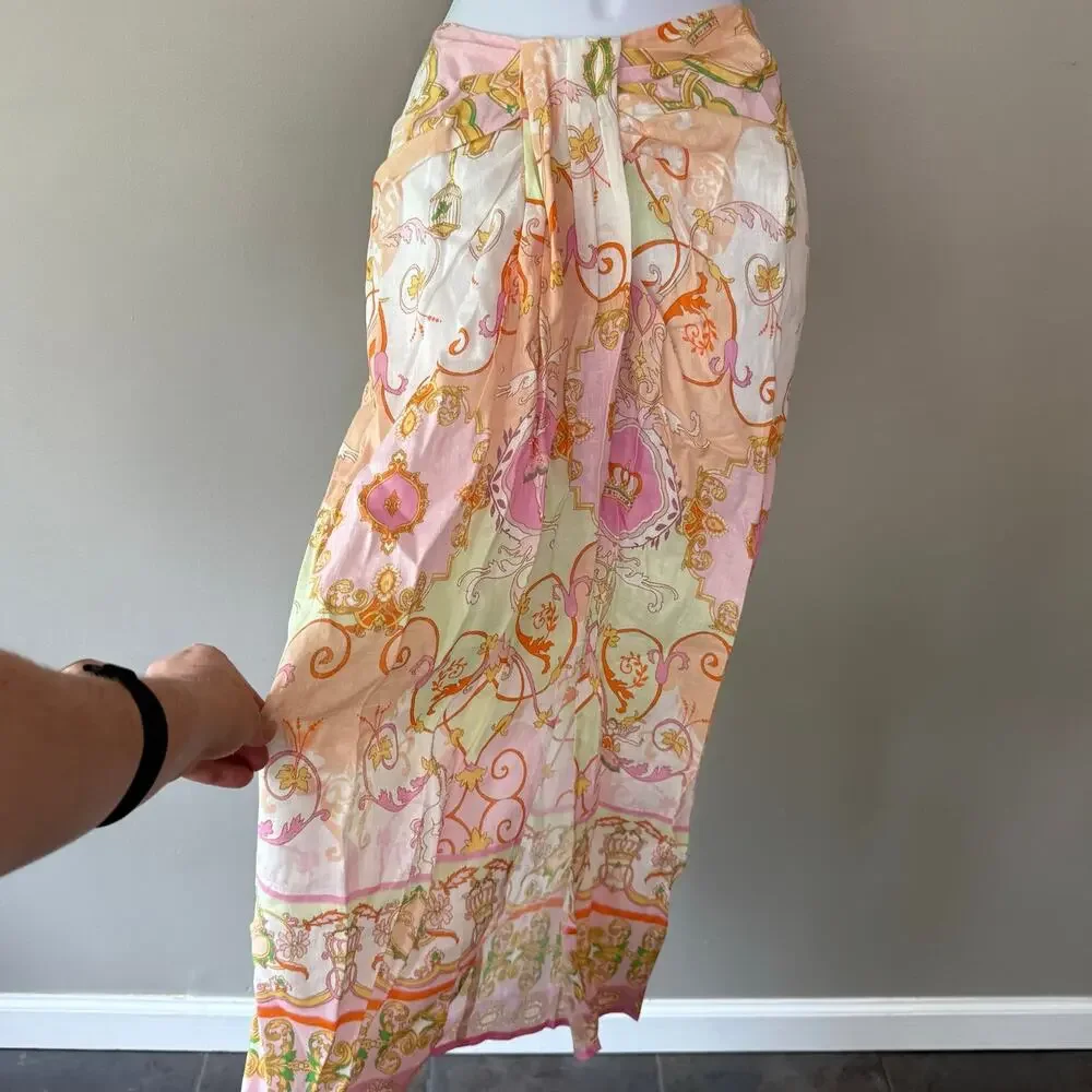 Hale Bob Sophrona Linen Drape Skirt Pastel Pink Sz XS Ballerina Unicorn Birdcage